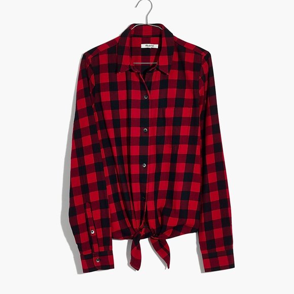Madewell Flannel Tie-Front Shirt in Buffalo Check, XXSmall (New!) - Picture 6 of 6